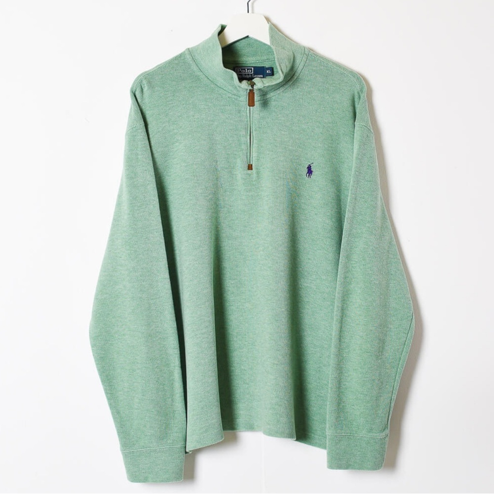 NWT Ralph Lauren green 1/4 zip sweater